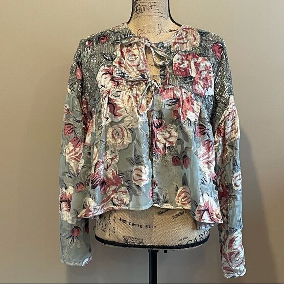 NWT Free People Elsa Embellished Bed Jacket XS #181 - Picture 5 of 6